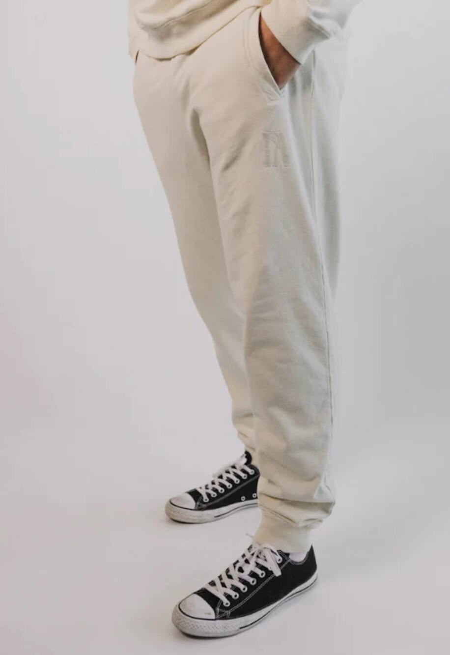 Fore All 100 % Jogger Pocket Sweat Pant Made in USA Cream Size Extra Large NEW